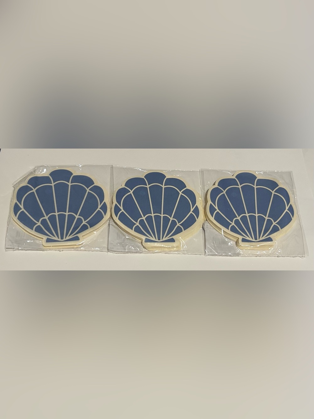 New 3 Packages of Blue and White Shells Beverage Napkins 60 Napkins Thailand